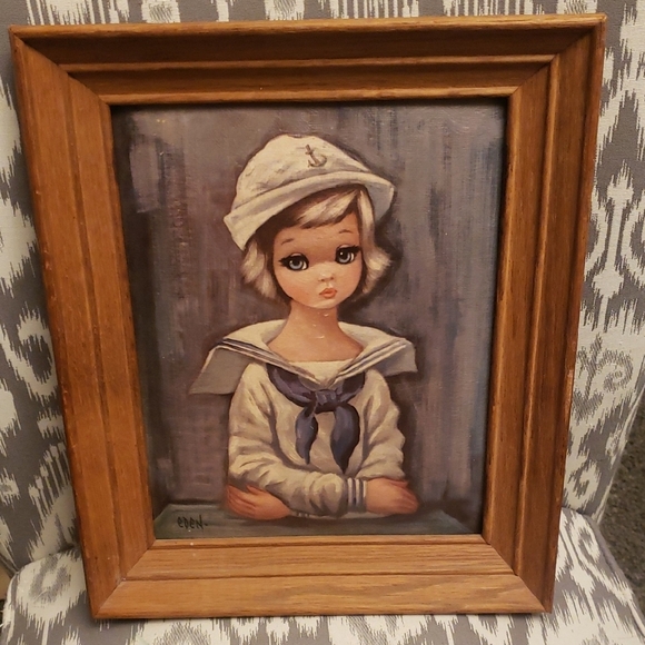 Vintage Sailor Girl Framed Art 8x10 By EDEN - Picture 1 of 9